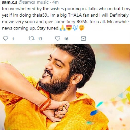 Sam CS clarifies on working in the next Ajith film