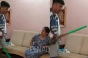 Watch - Boy beats mother with broom; Video goes viral