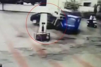 Caught on camera - Car loses control and hits petrol dispenser