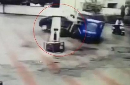 Car loses control and hits petrol dispenser, caught on camera