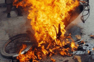 Agitated Man Sets His Royal Enfield On Fire After Cops Ask Him To Show Bike Papers
