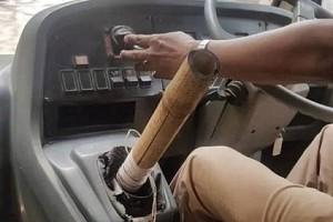 Bus driver uses stick as gear lever; Arrested
