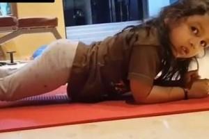 Watch Video - Adorable Ziva Dhoni does a plank