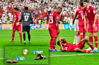 UAE Audiences throws shoes at Qatar players during AFC Asian Cup