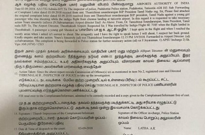 Sofia-Tamilisai controversy: FIR details out.