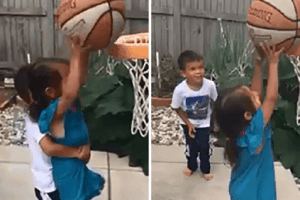 Brother Helps His Little Sister Score A Basket; Watch The Adorable Video Here