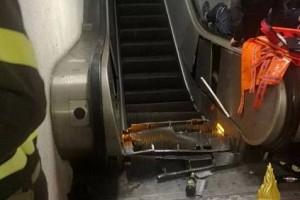 Watch - Escalator breaks down injuring dozens