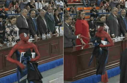 Man attends graduation ceremony dressed as Spiderman