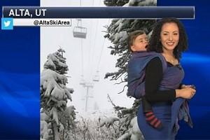 Meteorologist Reads Weather Report With 1-Yr-Old Son On Her Back; Watch Video