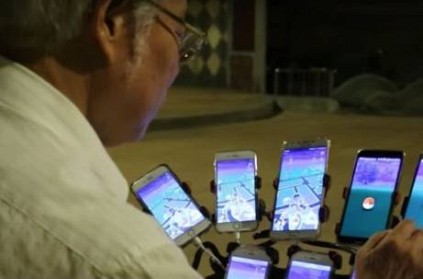 70-yr-old grandpa from Taiwan catches Pokemon on 15 phones