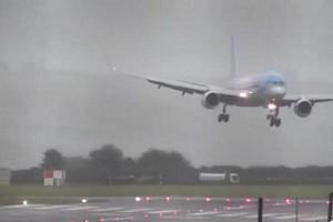 Watch - Daring pilot forced to land flight sideways due to intense winds and rain