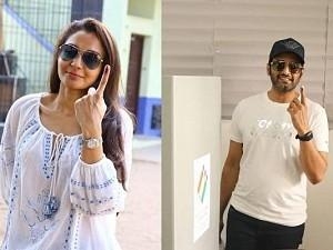 Ever-stylish Andrea and Santhanam make heads turn at their respective booths! VIDEO!