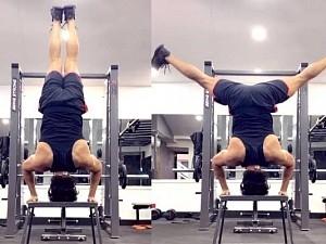 Hero shares his new upside down headstand stunt, video goes viral ft Tovino Thomas