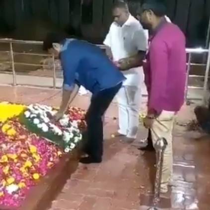 Vijay pays his last respects to Karunanidhi at Marina